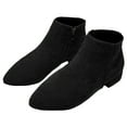 thumbnail image 2 of Dress Boots for Women Ladies Winter Fall Shoes Fashion Suede Pointed Toe Low Heel Ankle Booties with Side Zipper Black Size 7, 2 of 6