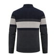 thumbnail image 4 of ZCFZJW Men's Cardigan Sweaters Full Zip Up Stand Collar Slim Fit Casual Striped Color Block Print Long Sleeve Knitted Sweater Tops Navy XXL, 4 of 4