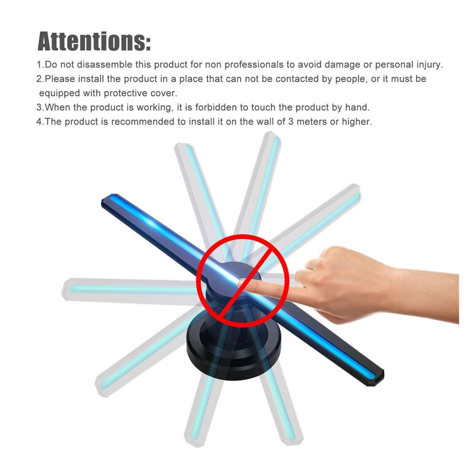 3D Hologram, 3D Hologram Projector LED Fan Light Wifi Sign Advertising Display Holographic Imaging Lamp Player Remote Support Video Ideal Advertising Tool