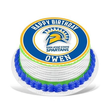 San Jose State Spartans Edible Cake Image Topper Personalized Birthday Party 8 Inches Round