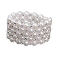 thumbnail image 4 of Pulsera elástica elegante con perlas de imitación y diamantes de imitación para mujer, ideal para novias, bodas y graduaciones. 5 hileras, 4 of 8