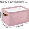 thumbnail image 4 of GZHJMY Collapsible Storage Basket Pink Glitter Texture Rectangular Storage Bins Baskets Toys Storage Bins with Handles for Bedroom Home Office 1PCS, 4 of 7