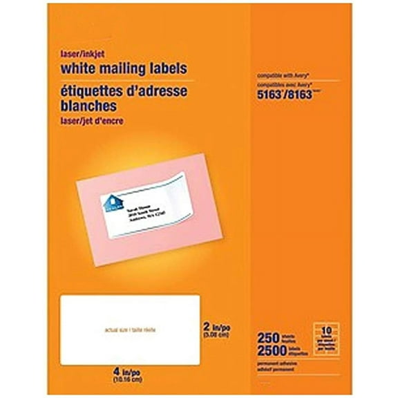 MyOfficeInnovations Laser/Inkjet Shipping Labels 2" x 4" White 10 Labels/Sheet 489565