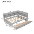 thumbnail image 6 of L-Shaped Corner Full Platform Beds, Wood Frame with Trundle and Drawers Full Bed with Built-in Desk, 3 Full Beds in 1 for Boys Girls Teens, Gray, 6 of 7