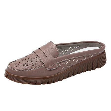 DVKOVI Womens Slip on Shoes Work Flats for Women Office Leisure Women s Hollow Four Seasons Soft Sole Non Slip Wedges Round Toe Breathable Slip On Shoes Slippers Loafers for Women 2024 Pink 42