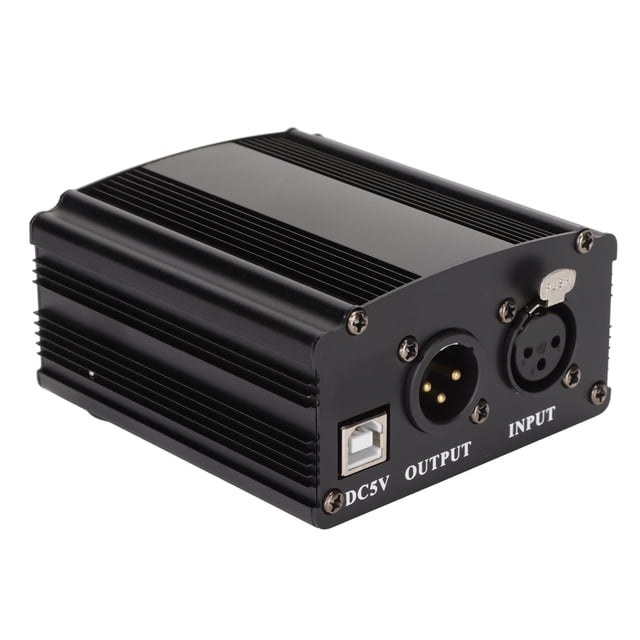 M Buder Fuente de Alimentación Fantasma 48V de 1 Canal para Micrófono Condensador con Cable XLR de 3 Pines y Cable USB