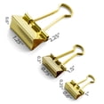 thumbnail image 2 of Officemate Assorted Size Binder Clips, 6 Medium, 12 Small & 12 Mini Binder Clips, Full Metal with Gold Tone Finish, Includes Reusable Tub, 30-Count, 2 of 10