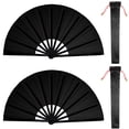 thumbnail image 1 of Ventiladores plegables Nydotd Large Rave Fan Handheld, 2 paquetes, negros, 1 of 7