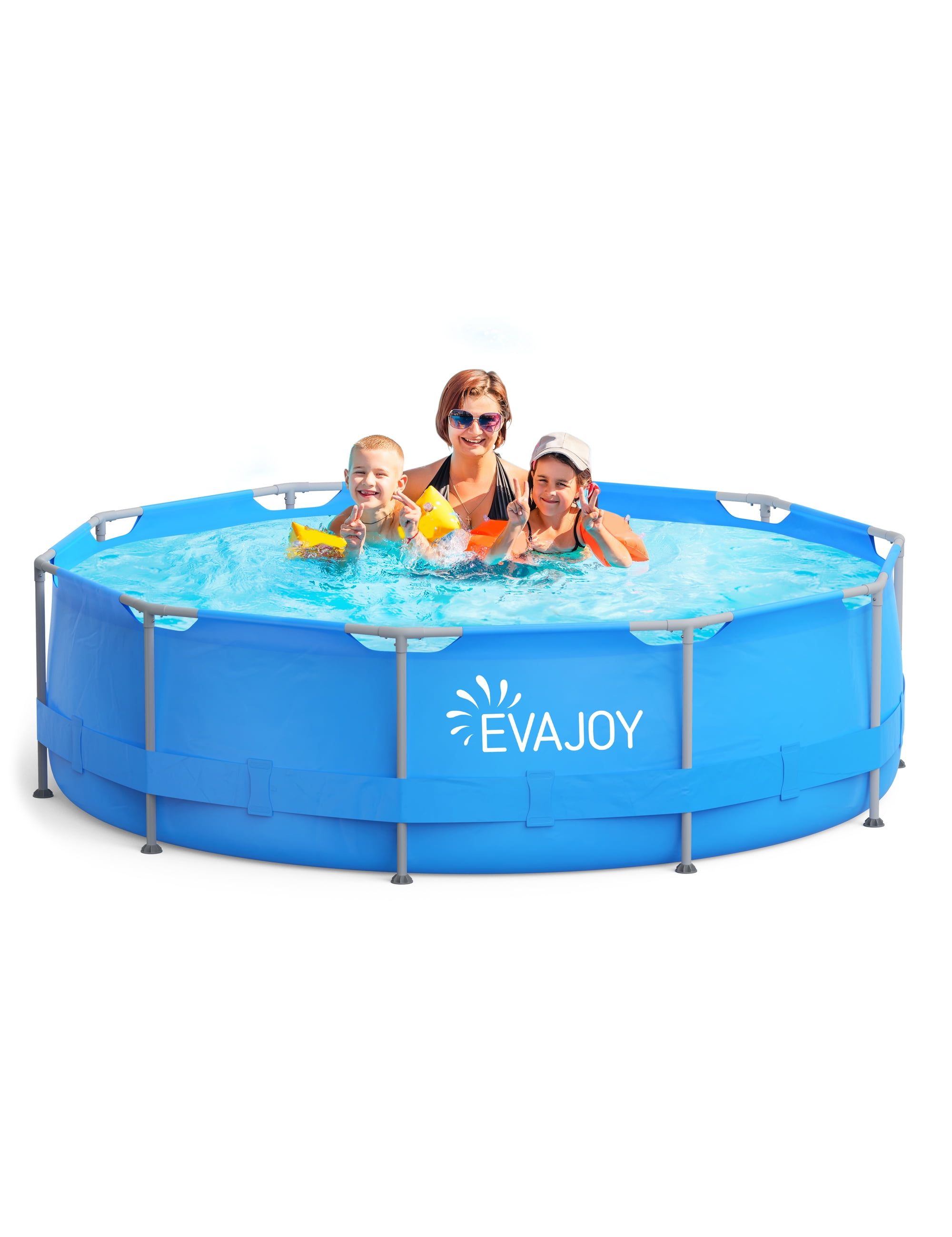EVAJOY 12ft x 30in Metal Frame Swimming Pool, Outdoor Round Above
