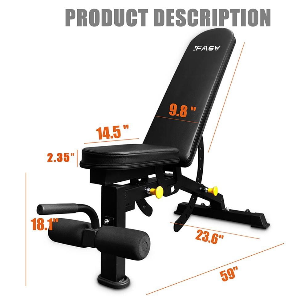 Adjustable Weight Bench - Heavy Duty Steel Fitness Bench for Home Gym - 12 Positions, 1000LBS Capacity, Black - Ideal for Bench Press, Incline, & Full Body Workouts