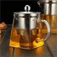 thumbnail image 2 of Thinsony Teapot with Stainless Steel Infuser Transparent Temperature Resistance Kettle Square Baskets Heated Container Office, 2 of 6