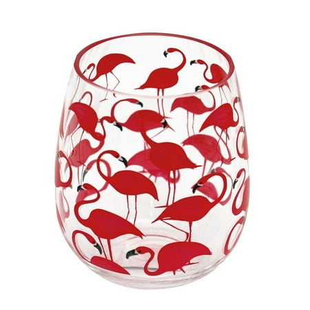 Flamingo Glasses Dennis East 11527 - Flamingo Shatterproof Stemless Wine Glass Size: 18oz Barware Cups and Glasses ()