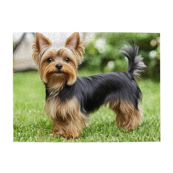 500-Piece Wooden Jigsaw Puzzle for Adults - Yorkie Puppy On Grass Outdoor , Fun & Relaxing Family Game, No-Dust Interlocking Pieces, Perfect Wall Decor & Holiday Gift