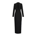 thumbnail image 6 of Elainilye Fashion Womens Dress Spring Sexy Casual Round-Neck Solid Slimming Split Long Dress Banquet Evening Dress,Black, 6 of 7