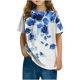 thumbnail image 2 of Spazoro Toddler Girls T-shirts, Casual Printed Summer Crewneck Short Sleeve Tops Tee Blue Size 11 T, 2 of 6