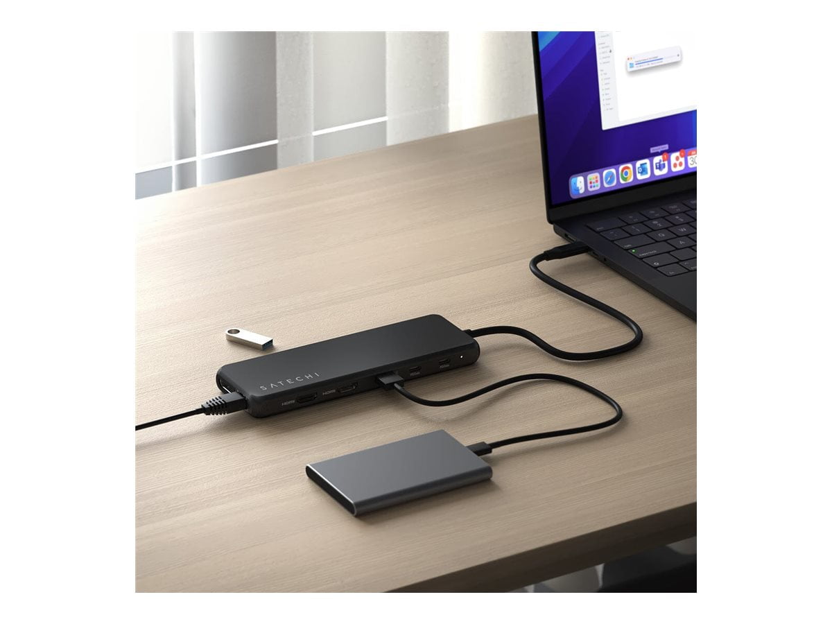 Satechi ST-P3D13K 13-in-1 USB-C Triple Display Adapter, Black