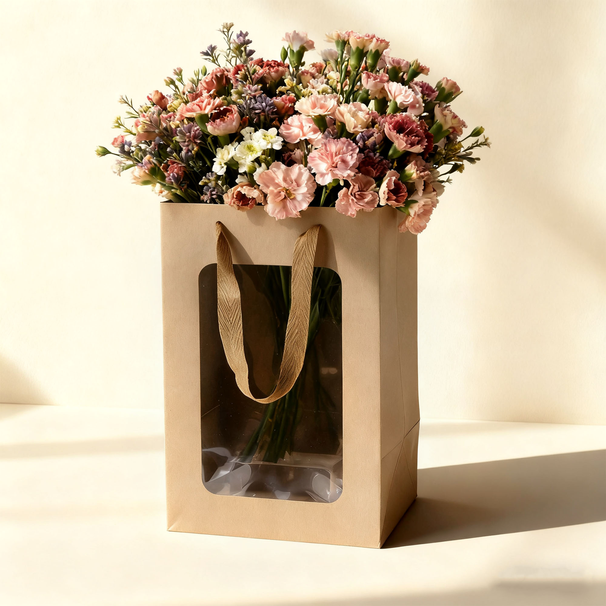 Unique Bargains Handheld Gift Bags for Various Occasions 1 Pc Brown Large