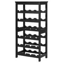 KFFKFF 24-Bottle Wine Rack, 6-Tier Freestanding Wine Storage Shelf with Tabletop, Easy-to-Assemble Organizer for Kitchen, Cellar, Bar, Dining or Living Room, Black