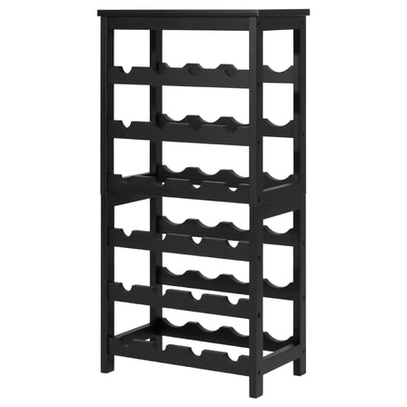 KFFKFF 24-Bottle Wine Rack, 6-Tier Freestanding Wine Storage Shelf with Tabletop, Easy-to-Assemble Organizer for Kitchen, Cellar, Bar, Dining or Living Room, Black