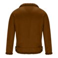 thumbnail image 5 of Lovskoo Mens Winter Coats Fuzzy Fleece Lined Leather Jacket Long Sleeve Zipper Thick Warm Lapel Collar Solid Color Trucker Jacket Khaki, 5 of 7