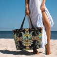 thumbnail image 5 of Tribal Head Geometric Ethnic Large Capacity Beach Travel Tote Bag Shoulder Handbag for Gym Camping Shopping, 5 of 6