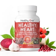 (6 pack) Healthy One Healthy Heart - Blood Flow & Heart Health Supplement with Magnesium, Hawthorn, 60 Capsules