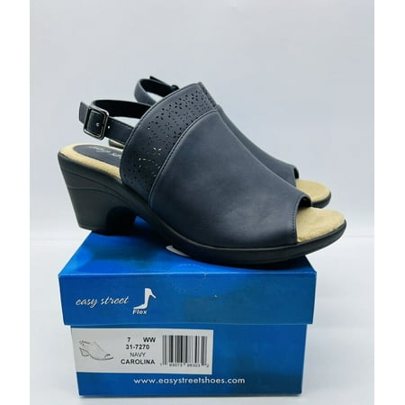 

Easy Street Women s Carolina Block Heeled Sandals- NAVY Size US 7WW