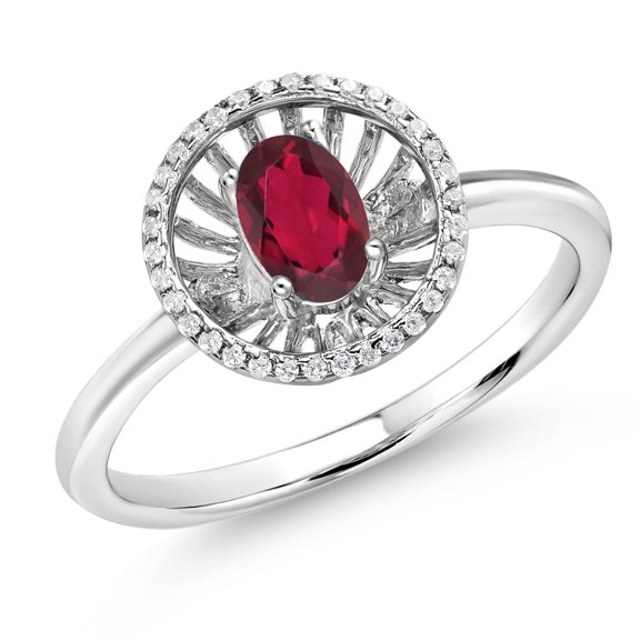 Gem Stone King 925 Sterling Silver Ruby Red Mystic Topaz Ring for Women (0.98 Cttw, Oval 6X4MM, Gemstone Birthstone, Size 8)