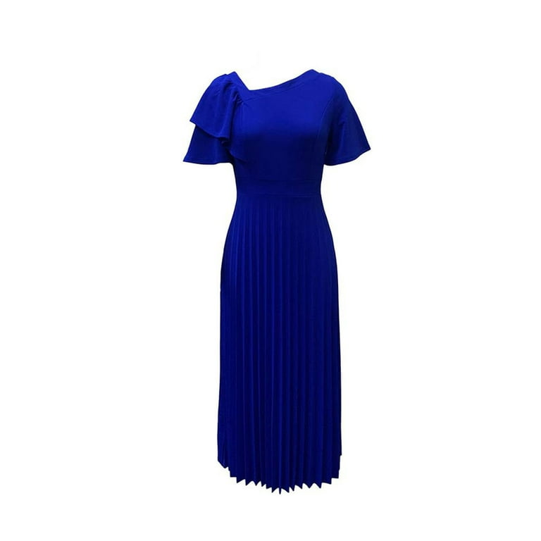 knee length royal blue dress plus size Zenobia Plus Size Evening Dress In Royal Blue
