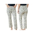 thumbnail image 3 of Aojekbee Women Spring Summer Flared Pants Elastic Waistband Plaid/Floral/Geometric Pattern Print Pants Slim Fit Bell-bottom Pants, 3 of 10