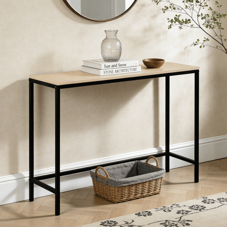 Ktaxon Console Table Sofa Table TV Stand with Metal Frame, Light