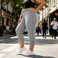 thumbnail image 5 of Posijego Women's Plus Size Capri Sweatpants Elastic High Waisted Drawstring Athletic Outdoor Running Joggers Pants with Pockets, 5 of 8