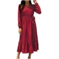 thumbnail image 1 of Pompotops Femmes Sexy Mode V-Cou à Manches Longues Bandage Partie Automne Robe de Longueur Cheville, 1 of 1