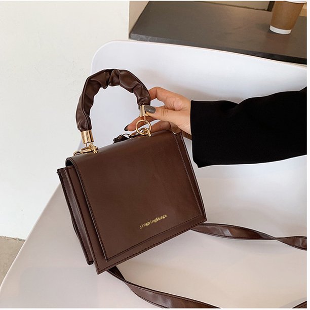Mujeres Retro Clásico Pu Pequeño Bolso Cuadrado Correa Ajustable Crossbody Bolsos (Marrón)