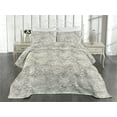 thumbnail image 2 of Ambesonne Damask Quilted Coverlet 2 Pcs, Vintage Leafy Ethnic Print, Twin Size, Dark Eggshell and Ivory, 2 of 4