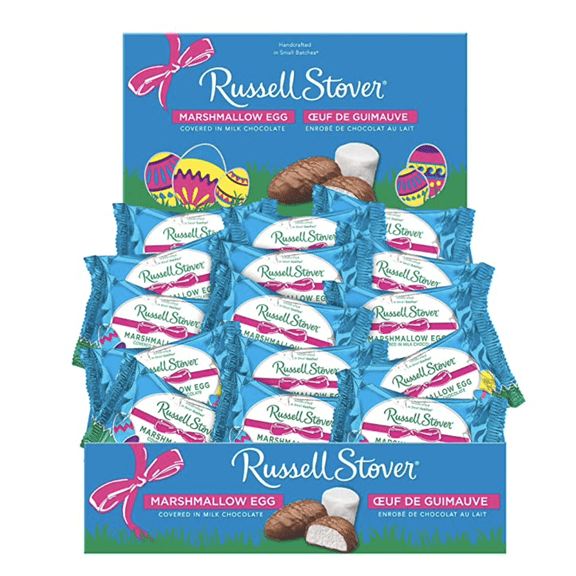 Russell Stover Marshmallow & Milk Chocolate Easter Eggs, 1 box contains 36 individually wrapped easter eggs, 28g each