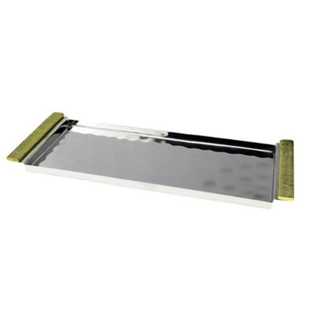9.5 x 18 Po Grand Plateau Rectangulaire avec Poignées en Or