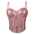 thumbnail image 5 of QHFBli Womens Glitter Sequin Corset Tops Lace Mesh Bustier Fish Boned Crop Top Removable Straps Tube Party Tops, 5 of 6