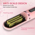 thumbnail image 3 of Cordless Hair Straightening Brush-199 Million Negative Ions, 20S Fast Heat Up,3 Temperature Settings,4000mAh USB-C Rechargeable,Compact & Travel-Friendly with LED Display, Pink, 3 of 5