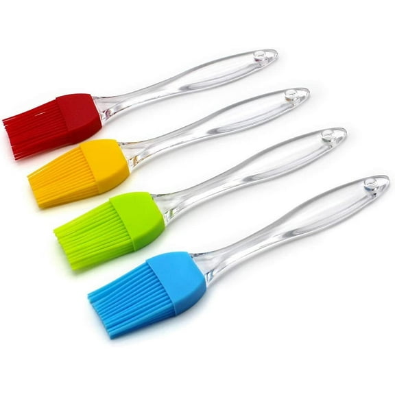Wattne 4-Piece Silicone Pastry Basting Brush Heat Resistant BBQ Brush Pastry Oil Brush Turkey Baster,Barbecue Utensil use for Grilling and Marinating (7" x 1.28"(L*W))