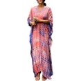 thumbnail image 1 of Xishao Cubre Bikini Vestido Largo de Playa Talla Grande Kaftan para Mujer D-Rosado Morado D-Rosado Morado Xishao ropa, 1 of 2