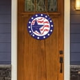 thumbnail image 4 of Guoxxzi Round Wooden Fourth of July Plaques, Welcome Door Sign, Independence Day Welcome Hanger Signs, for Happy Party Outdoor Home Wall Porch, 4 of 5