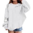 thumbnail image 4 of JUSLIO Girls Sweatshirts Fall/Winter Solid Color Hoodless Sweatshirt Fall/Winter Casual Long Sleeve Tops Sweatshirts White(11 Years）, 4 of 5