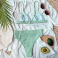 thumbnail image 3 of Hotian Women High Waisted Triangle Bikini Set Ribbed Cami Swimsuits Green S, 3 of 5