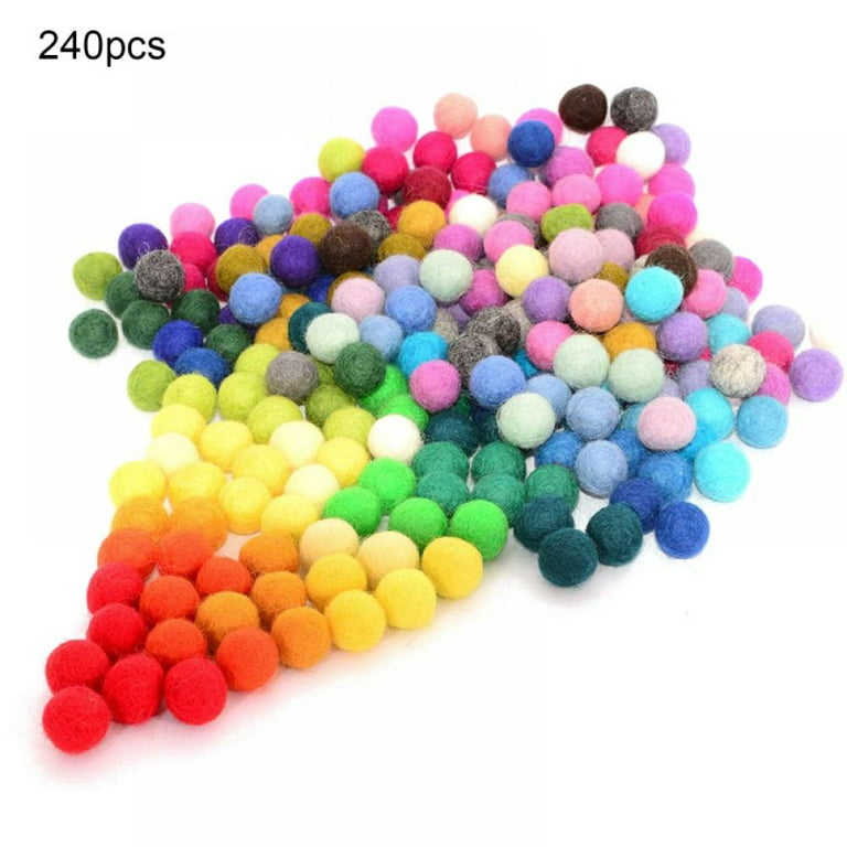 Felt Pom Poms, Wool Felt Balls (60/120/240 Pieces) 1.5 cm 0.6 inch, Handmade Felted 40 Color Bulk Small Puff for Felting and Garland, Size: 240pcs