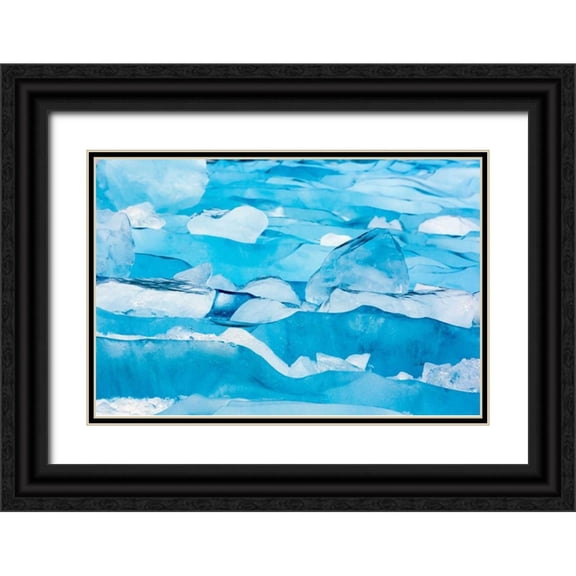 Paulson, Don 32x23 Black Ornate Wood Framed with Double Matting Museum Art Print Titled - Alaska, Glacier Bay NP Close-up of blue ice