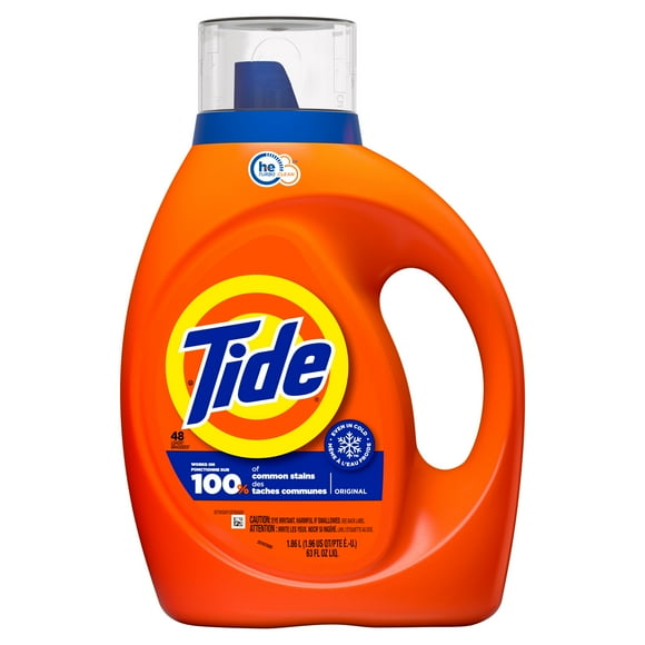 Tide Laundry Detergent Liquid, Original Scent, Works on 100% of Common Stains, Laundry Soap, Liquid Laundry Detergent, 1.86L