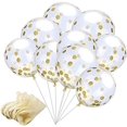 thumbnail image 1 of Globos de confeti dorados, globos de fiesta de látex transparente de 12 pulgadas con puntos de confeti de lámina dorada para decoraciones de cumpleaños, bodas o fiestas (15 unidades), 1 of 5