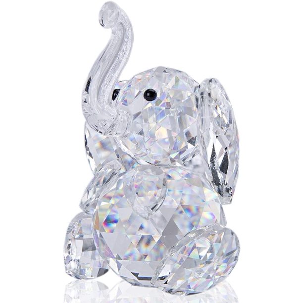 Crystal Elephant Figurine Collection Cut Glass Statue Animal