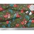 thumbnail image 3 of Soimoi Japan Crepe Satin Fabric Flower & Leaves Watercolor Printed Craft Fabric by the Yard 42 Inch Wide, 3 of 3